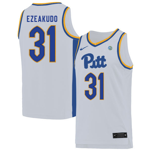 Men #31 Onyebuchi Ezeakudo Pitt Panthers College Basketball Jerseys Sale-White